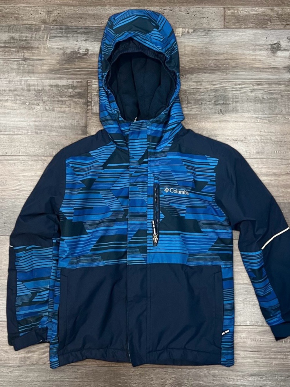 Columbia Youth XS Omni-Heat Blue Geometric Ski Snowboard Jacket